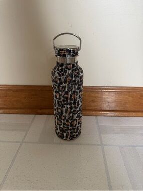 Tomo Leopard Beaded Insulated Water Bottle - Black & Brown